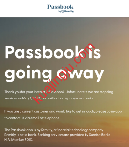 Passbook美国银行账户将于2023年5月1日正式下线-跨境具